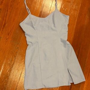 Forever 21 Light Blue Satin Spaghetti Strap Dress